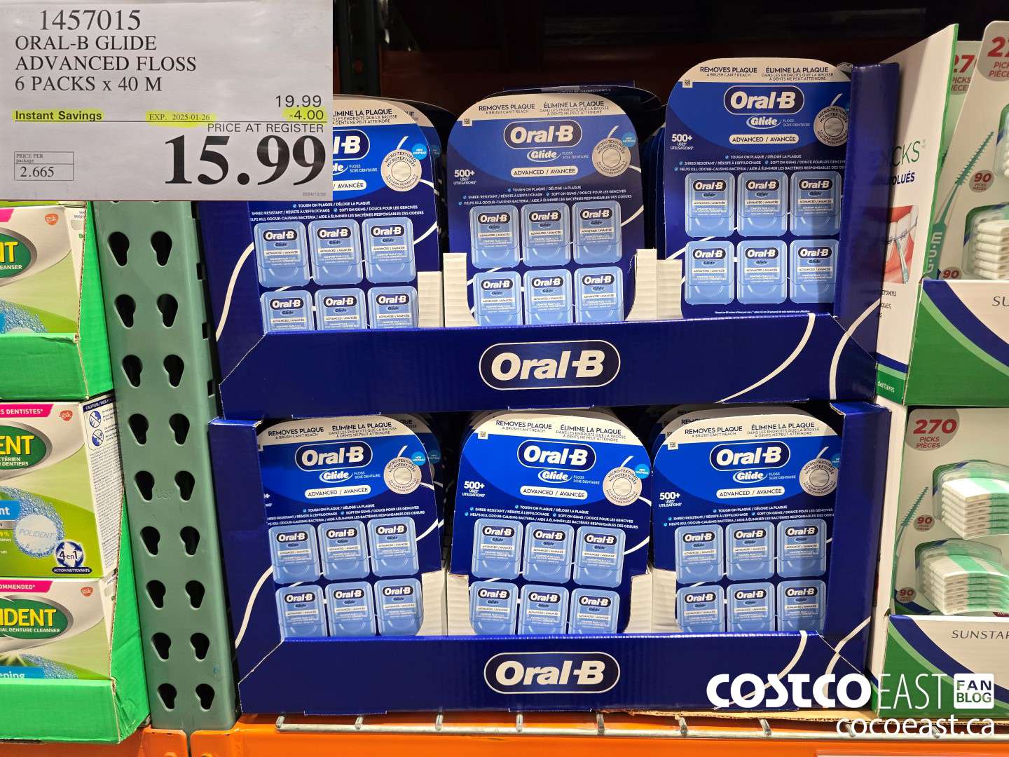 1457015 ORAL-B GLIDE ADVANCED FLOSS 6 PACKS X 40 M ($4.00 INSTANT SAVINGS EXPIRES ON 2025-01-26) $15.99
