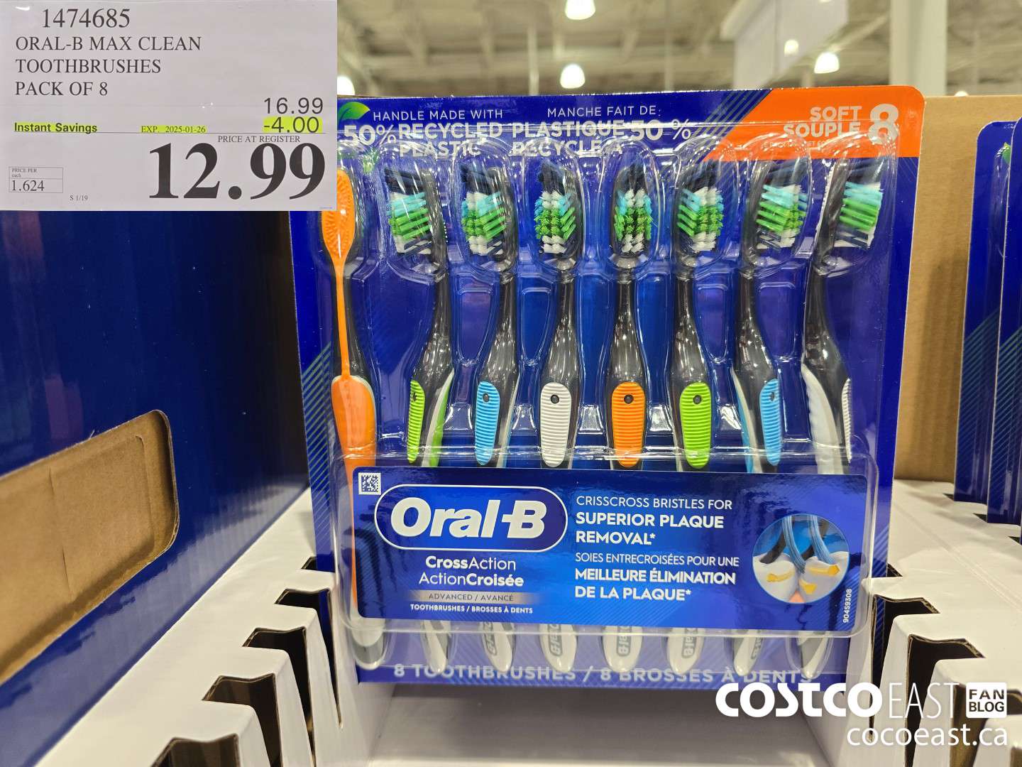 1474685 ORAL-B MAX CLEAN TOOTHBRUSHES PACK OF 8 ($4.00 INSTANT SAVINGS EXPIRES ON 2025-01-26) $12.99