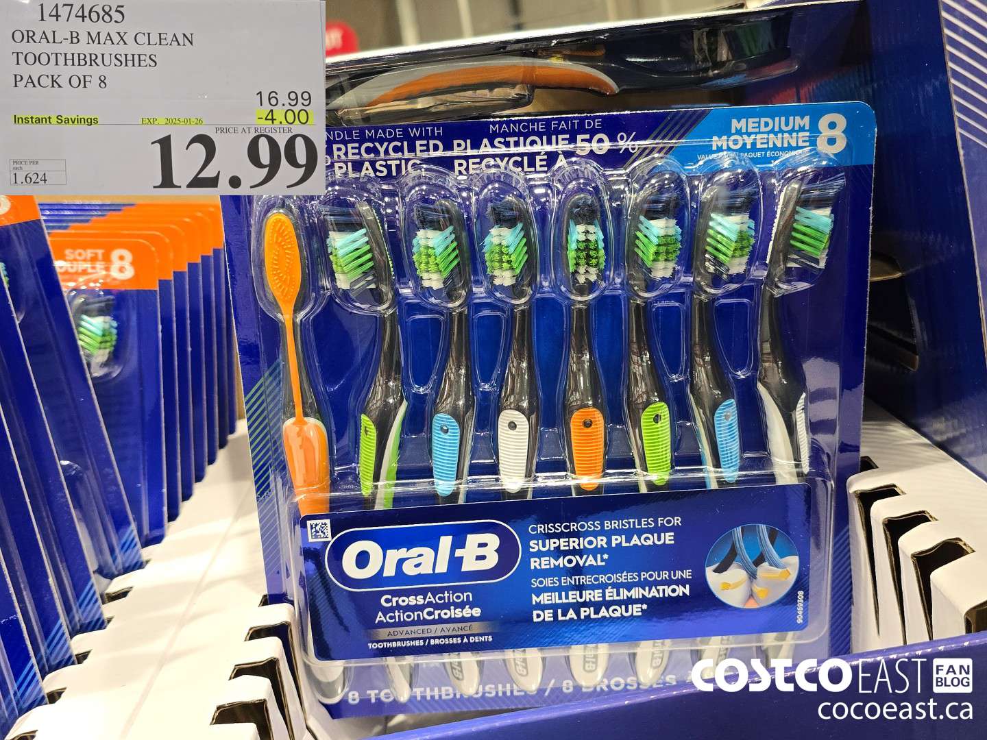 1474685 ORAL-B MAX CLEAN TOOTHBRUSHES PACK OF 8 ($4.00 INSTANT SAVINGS EXPIRES ON 2025-01-26) $12.99