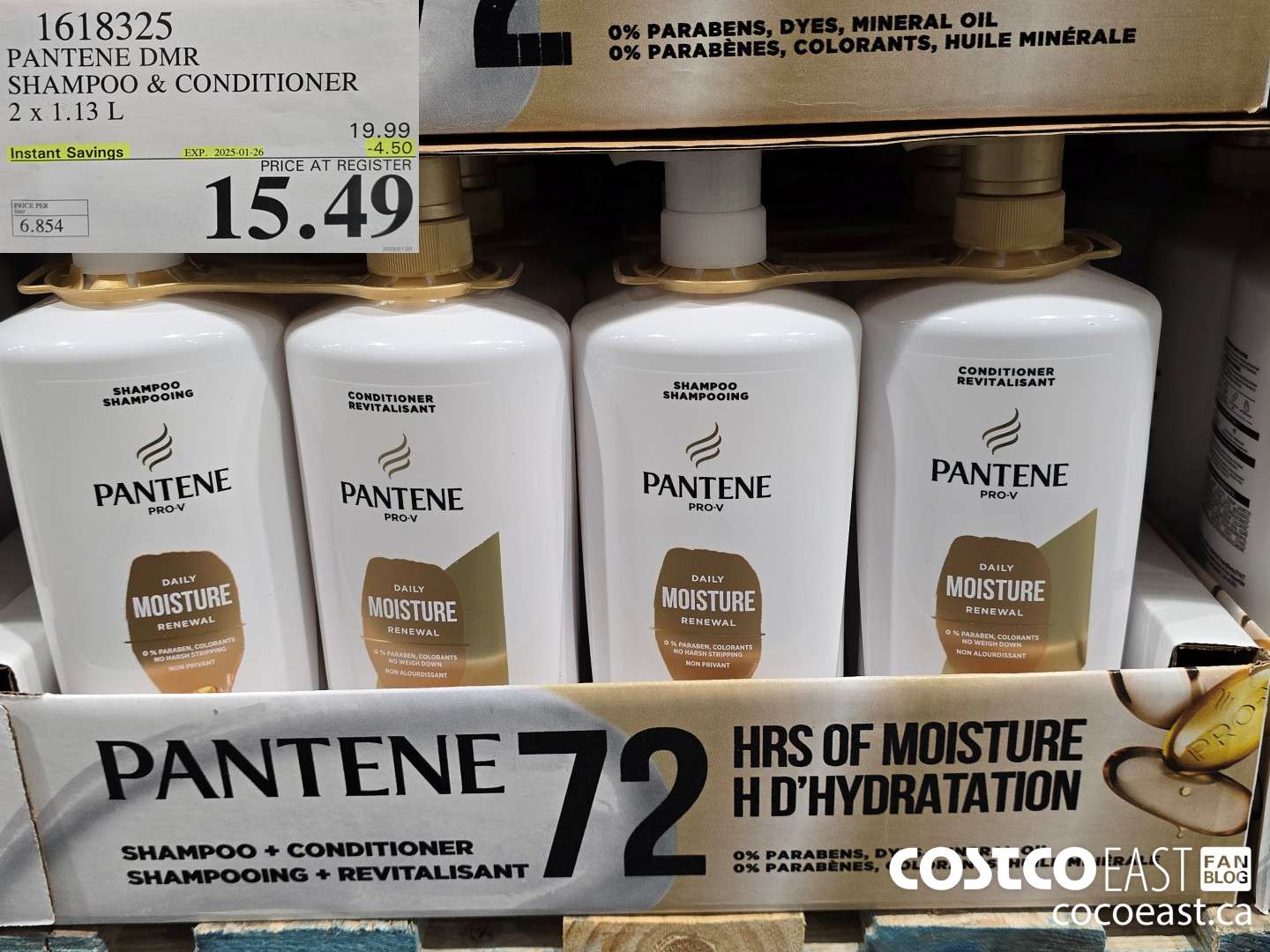 1618325 PANTENE DMR SHAMPOO & CONDITIONER 2 x 1.13L ($4.50 INSTANT SAVINGS EXPIRES ON 2025-01-26) $15.49