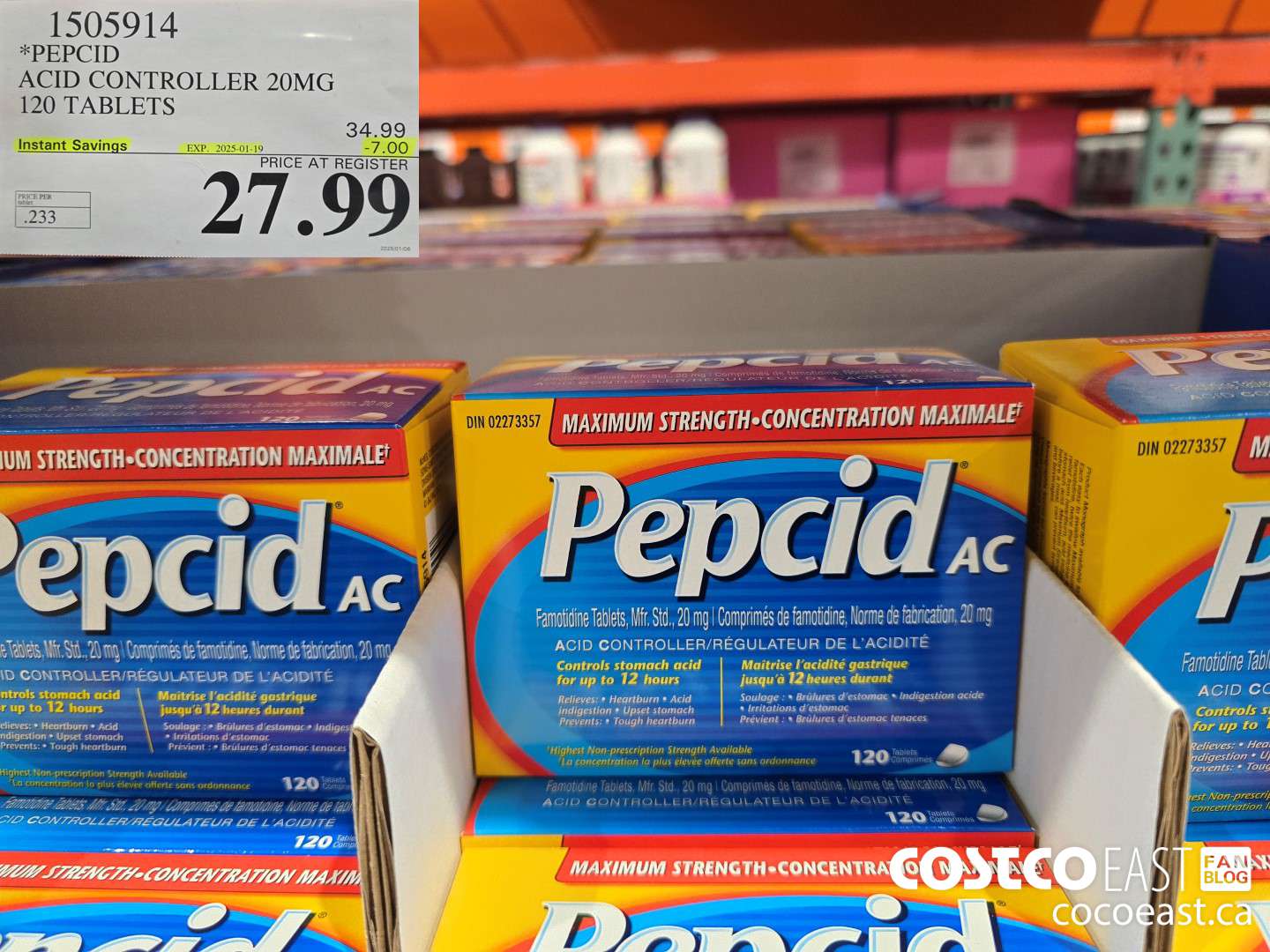1505914 PEPCID ACID CONTROLLER 20MG 120 TABLETS ($7.00 INSTANT SAVINGS EXPIRES ON 2025-01-19) $27.99