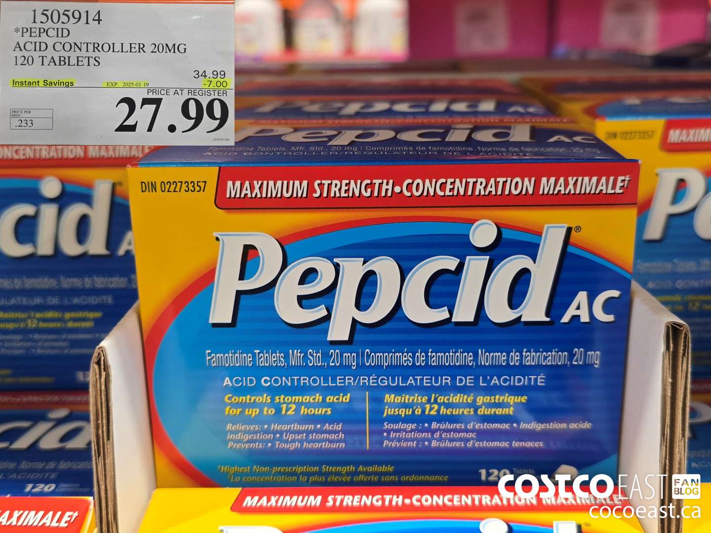 1505914 PEPCID ACID CONTROLLER 20MG 120 TABLETS ($7.00 INSTANT SAVINGS EXPIRES ON 2025-01-19) $27.99