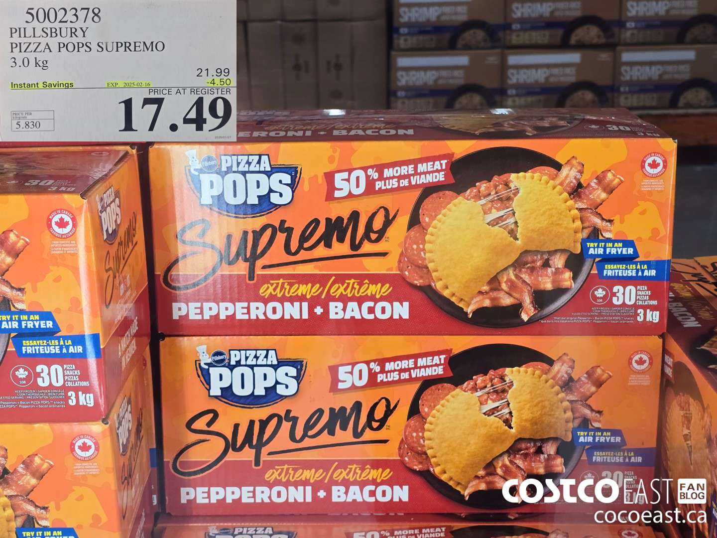 5002378 PILLSBURY PIZZA POPS SUPREMO 3.0 KG ($4.50 INSTANT SAVINGS EXPIRES ON 2025-02-16) $17.49