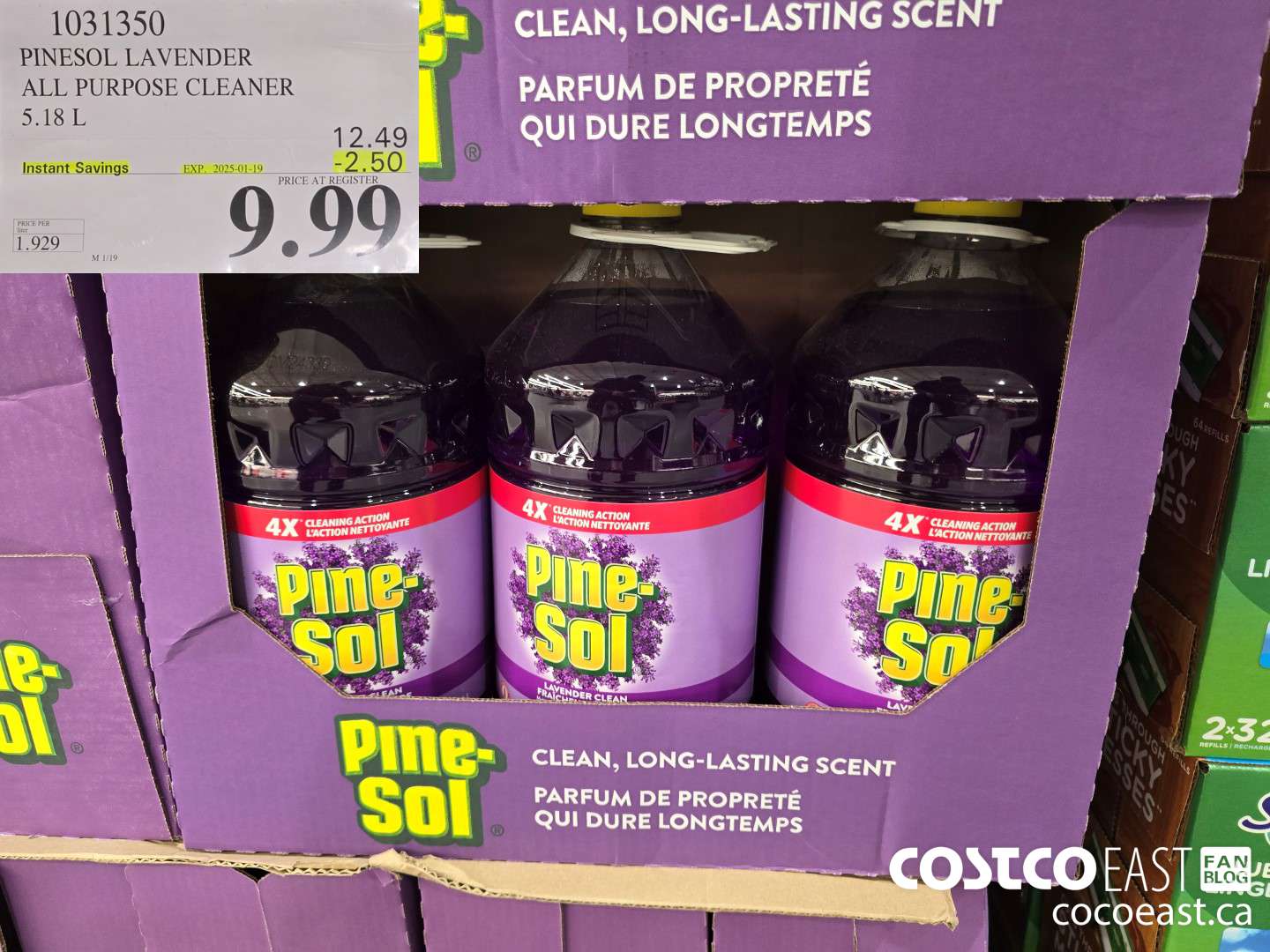 1031350 PINESOL LAVENDER ALL PURPOSE CLEANER 5.18 L ($2.50 INSTANT SAVINGS EXPIRES ON 2025-01-19) $9.99