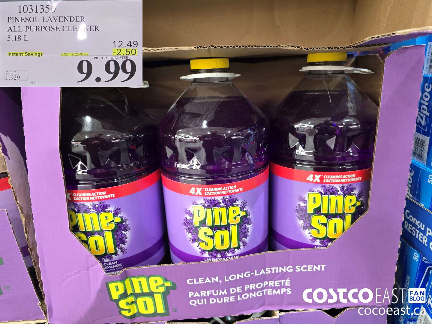 1031350 PINESOL LAVENDER ALL PURPOSE CLEANER 5.18 L ($2.50 INSTANT SAVINGS EXPIRES ON 2025-01-19) $9.99