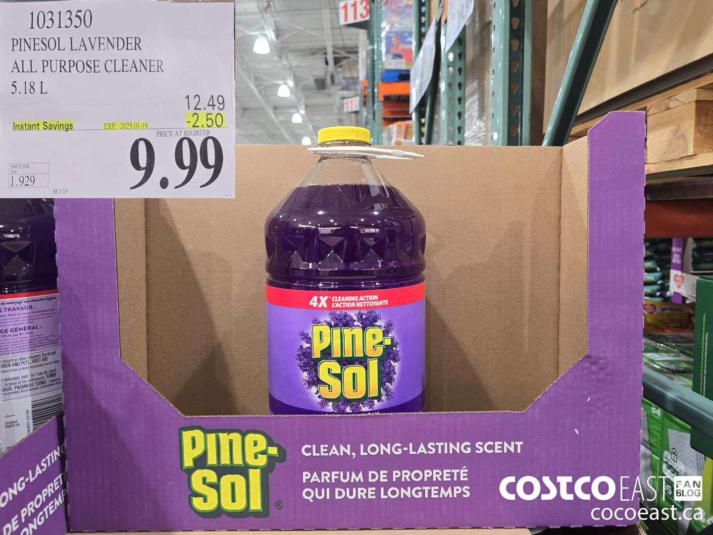 1031350 PINESOL LAVENDER ALL PURPOSE CLEANER 5.18 L ($2.50 INSTANT SAVINGS EXPIRES ON 2025-01-19) $9.99