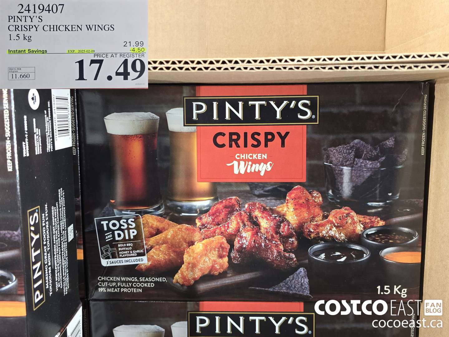 2419407 PINTY'S CRISPY CHICKEN WINGS 1.5 kg ($4.50 INSTANT SAVINGS EXPIRES ON 2025-02-09) $17.49