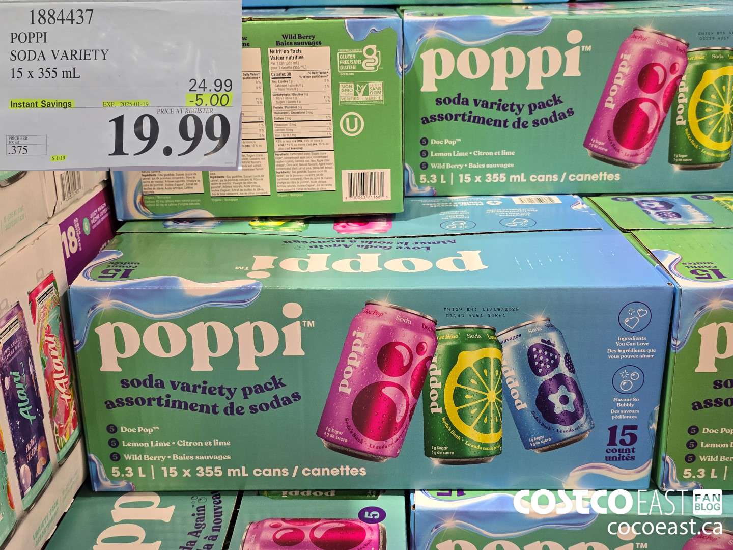1884437 POPPI SODA VARIETY 15 X 355 ML ($5.00 INSTANT SAVINGS EXPIRES ON 2025-01-19) $19.99