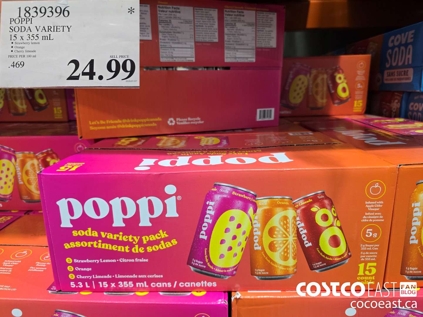 1839396 POPPI SODA VARIETY 15 x 355 mL $24.99