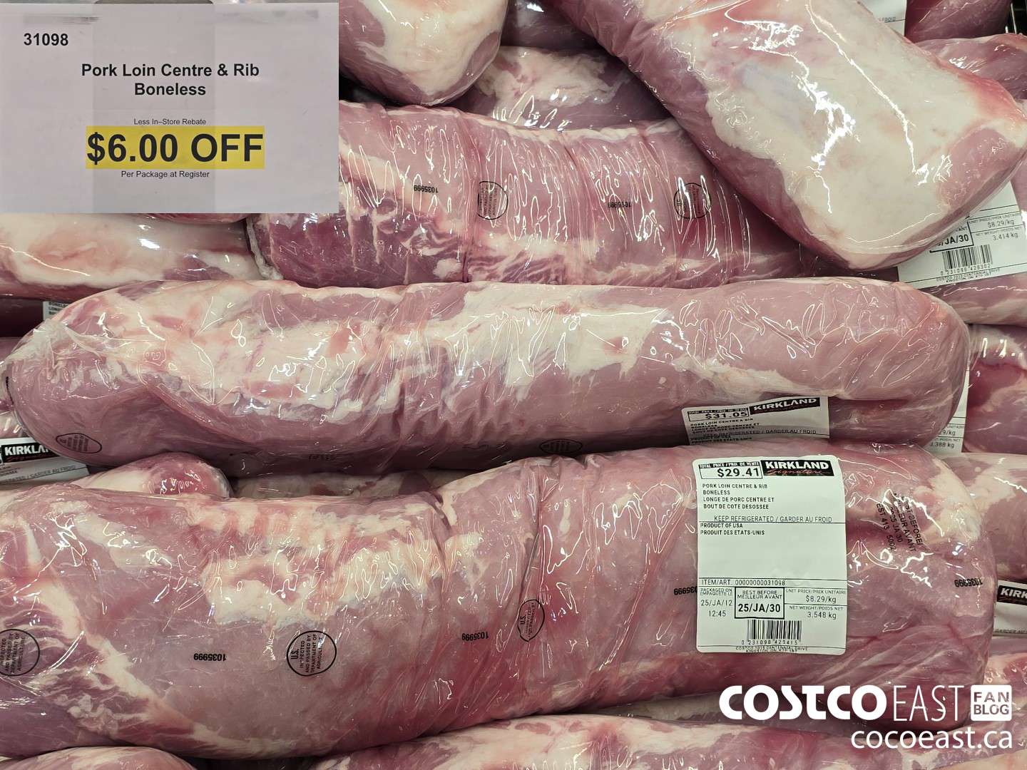 31098 PORK LOIN CENTRE & RIB BONELESS ($6.00 INSTANT SAVINGS)
