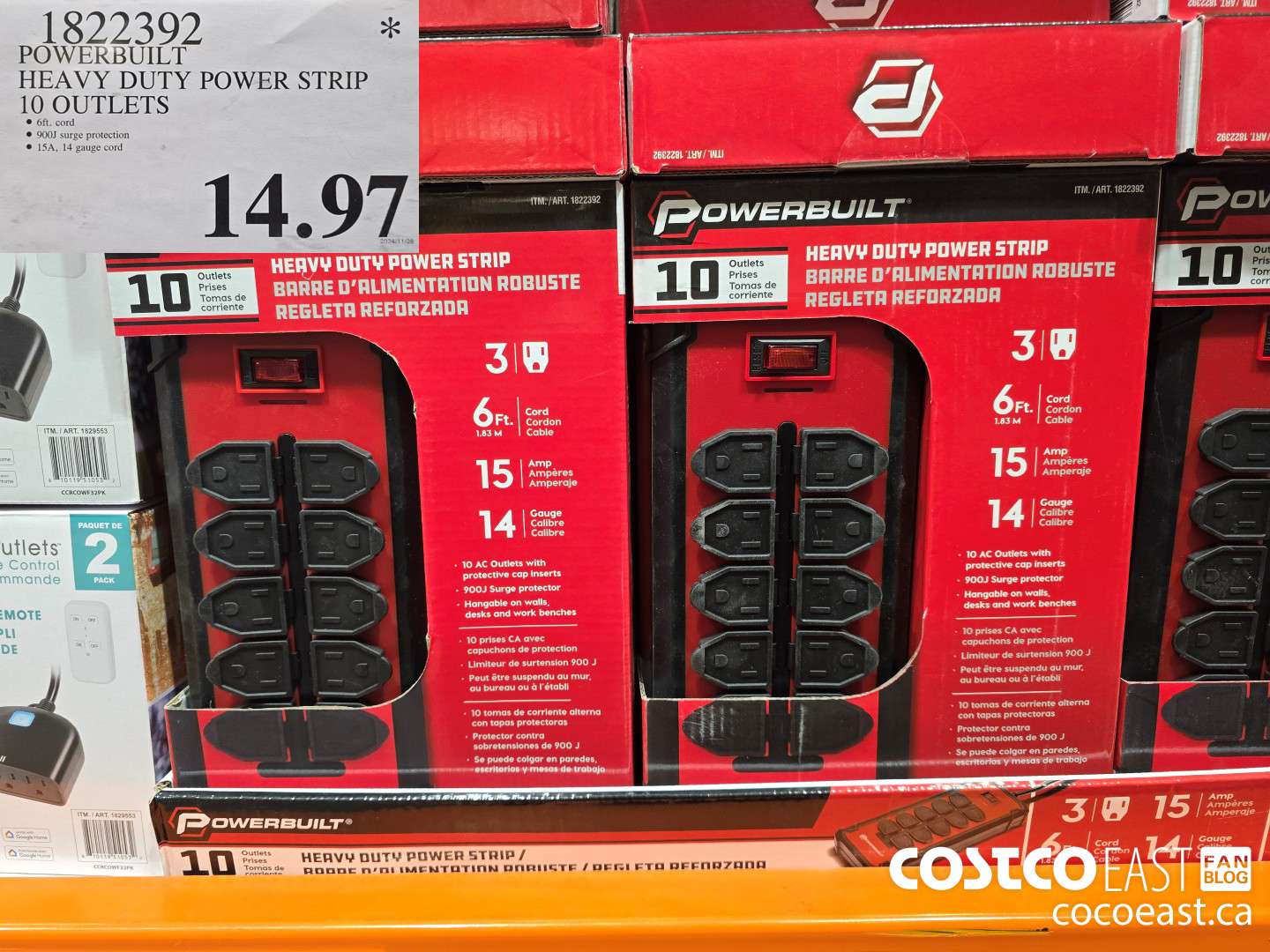 1822392 POWERBUILT HEAVY DUTY POWER STRIP 10 OUTLETS $14.97