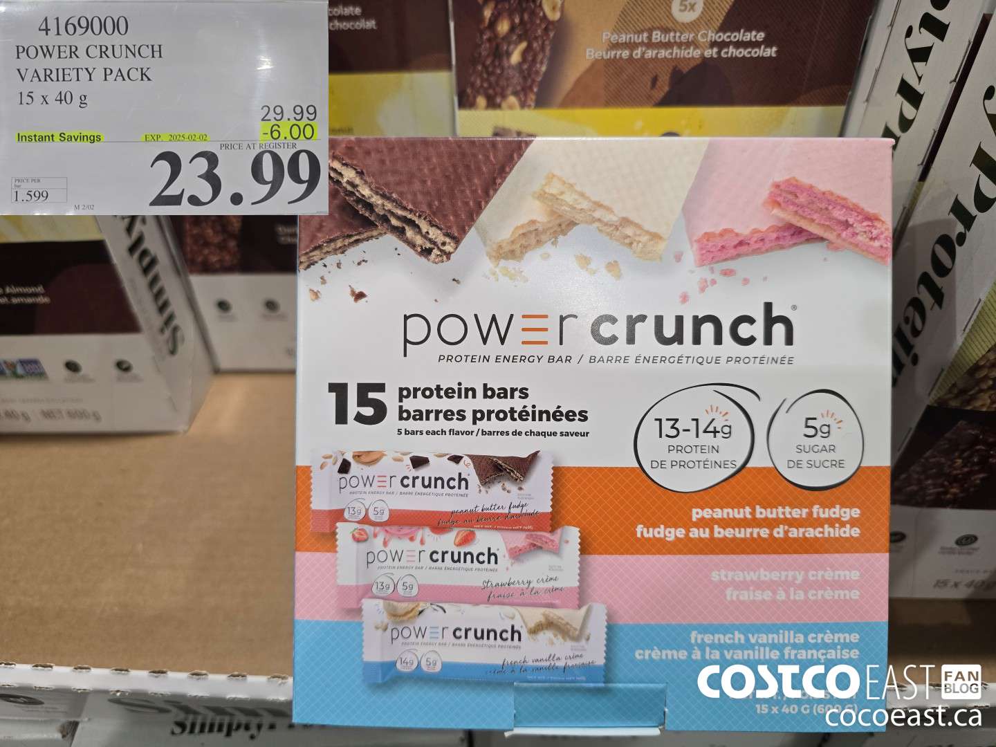4169000 POWER CRUNCH VARIETY PACK 15 x 40g ($6.00 INSTANT SAVINGS EXPIRES ON 2025-02-02) $23.99