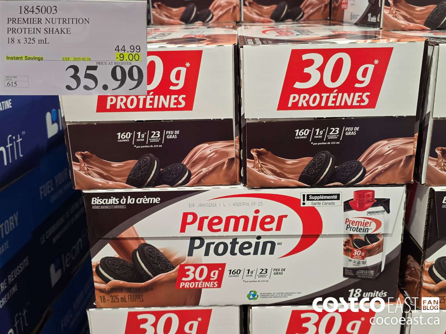 1845003 PREMIER NUTRITION PROTEIN SHAKE 18 x 325 mL ($9.00 INSTANT SAVINGS EXPIRES ON 2025-02-16) $35.99