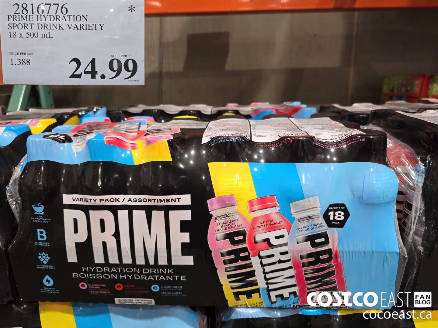 2816776 PRIME HYDRATION SPORT DRINK VARIETY 18 x 500 mL $24.99