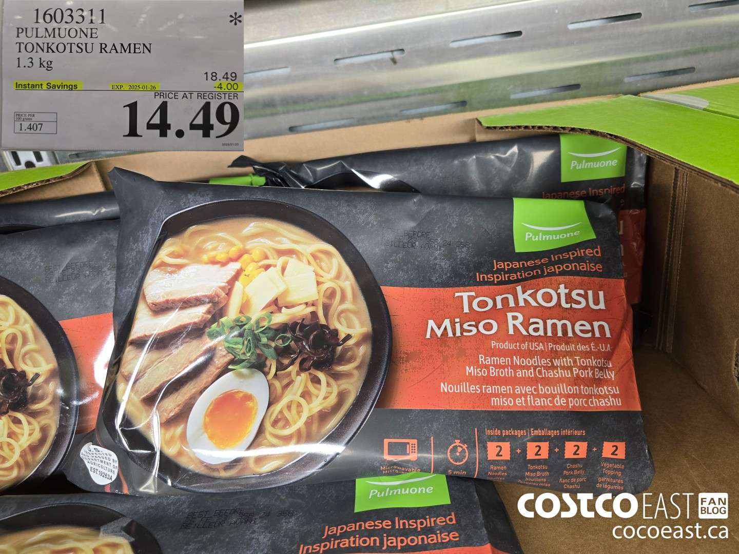 1603311 PULMUONE TONKOTSU RAMEN 1.3 kg ($4.00 INSTANT SAVINGS EXPIRES ON 2025-01-26) $14.49
