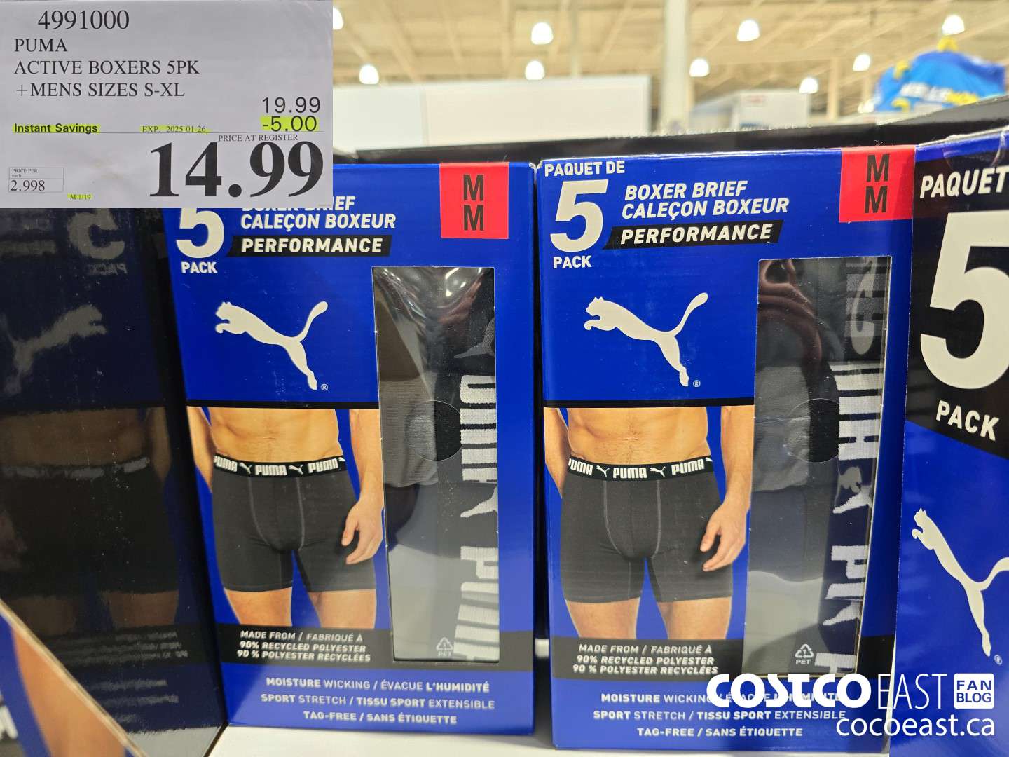 4991000 PUMA ACTIVE BOXER 5PK +MENS SIZES S-XL ($5.00 INSTANT SAVINGS EXPIRES ON 2025-01-26) $14.99