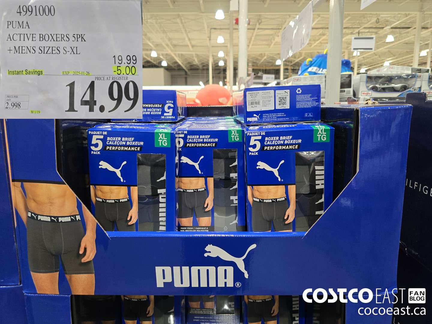 4991000 PUMA ACTIVE BOXER 5PK +MENS SIZES S-XL ($5.00 INSTANT SAVINGS EXPIRES ON 2025-01-26) $14.99