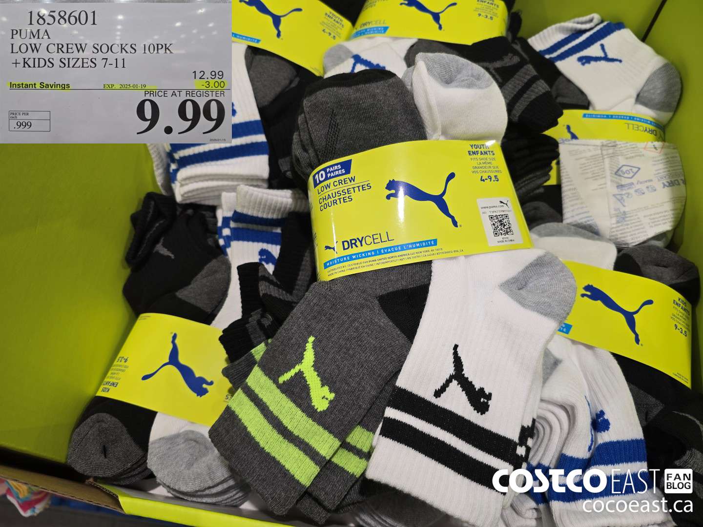 1858601 PUMA LOW CREW SOCKS 10PK + KIDS SIZES 7-11 ($3.00 INSTANT SAVINGS EXPIRES ON 2025-01-19) $9.99