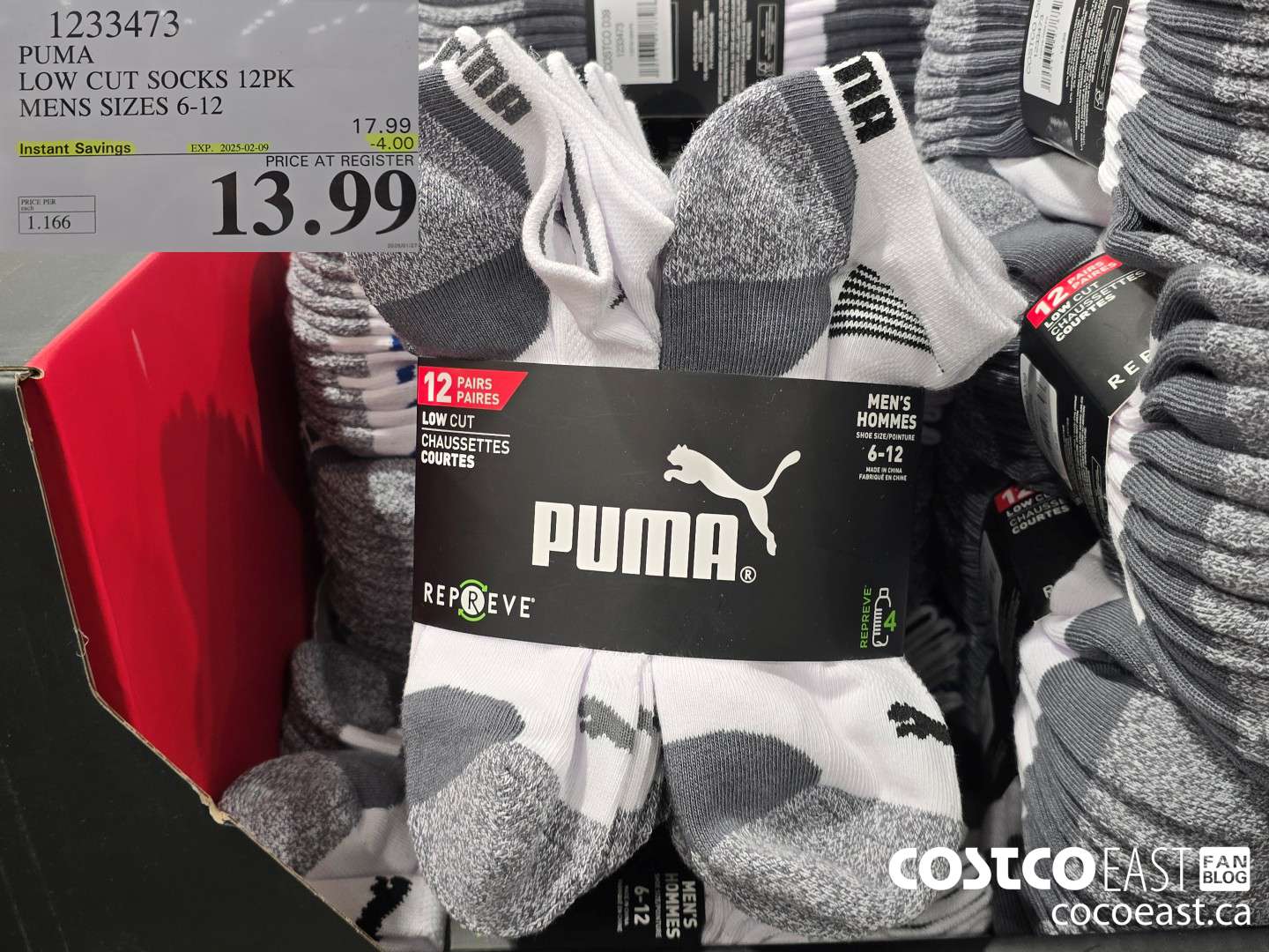1233473 PUMA LOW CUT SOCK 12PK MENS SIZES 6-12 ($4.00 INSTANT SAVINGS EXPIRES ON 2025-02-09) $13.99