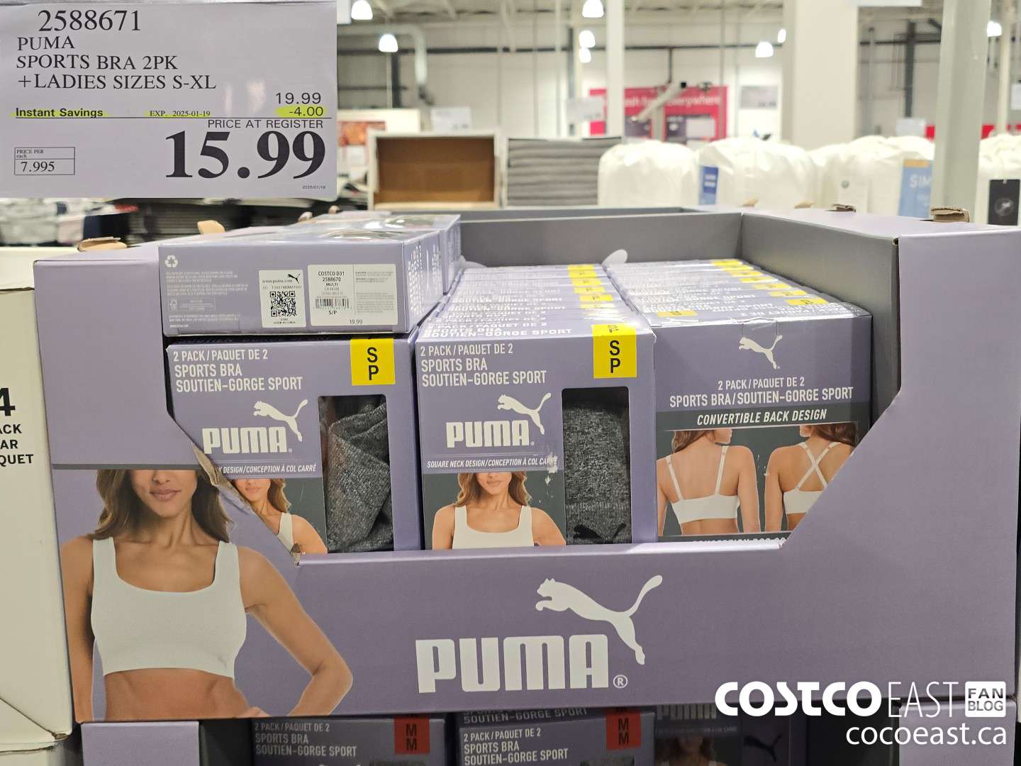 2588671 PUMA SPORTS BRA 2PK +LADIES SIZES S-XL ($4.00 INSTANT SAVINGS EXPIRES ON 2025-01-19) $15.99