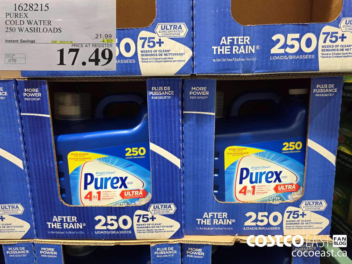 1628215 PUREX COLD WATER 250 washloads ($4.50 INSTANT SAVINGS EXPIRES ON 2025-01-26) $17.49
