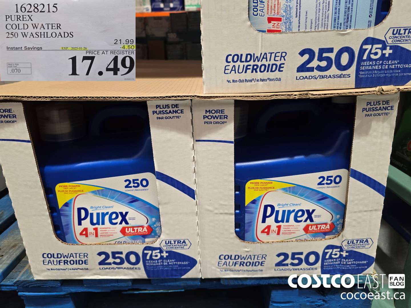 1628215 PUREX COLD WATER 250 washloads ($4.50 INSTANT SAVINGS EXPIRES ON 2025-01-26) $17.49