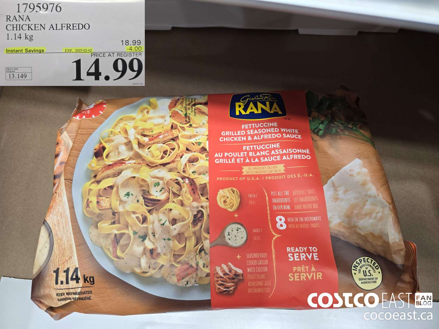 1795976 RANA CHICKEN ALFREDO 1.14 KG ($4.00 INSTANT SAVINGS EXPIRES ON 2025-02-02) $14.99