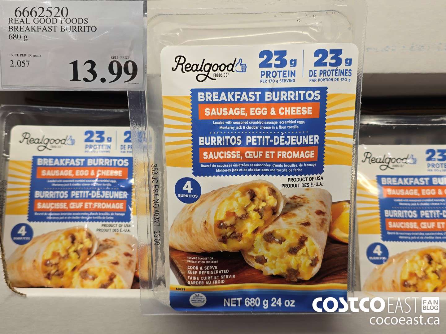 6662520 REAL GOOD FOODS BREAKFAST BURRITO 680 G $13.99