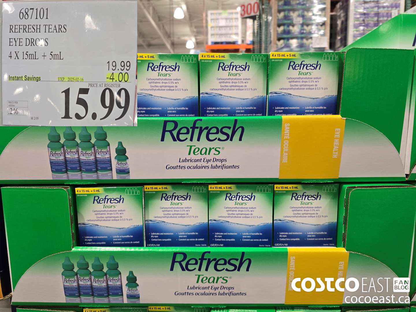 687101 REFRESH TEARS EYE DROPS 4X15ml + 5ml ($4.00 INSTANT SAVINGS EXPIRES ON 2025-02-16) $15.99