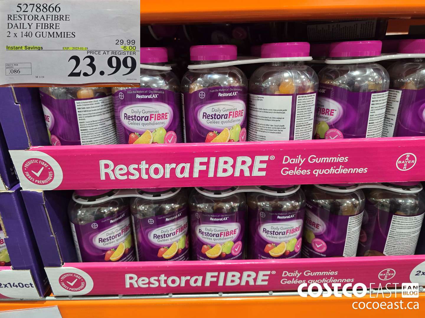 5278866 RESTORAFIBRE DAILY FIBRE 2 X 140 GUMMIES ($6.00 INSTANT SAVINGS EXPIRES ON 2025-01-19) $23.99