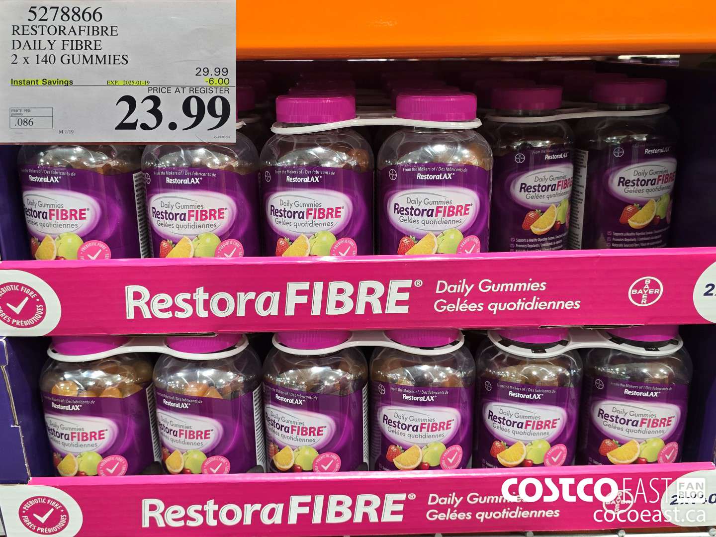 5278866 RESTORAFIBRE DAILY FIBRE 2 X 140 GUMMIES ($6.00 INSTANT SAVINGS EXPIRES ON 2025-01-19) $23.99