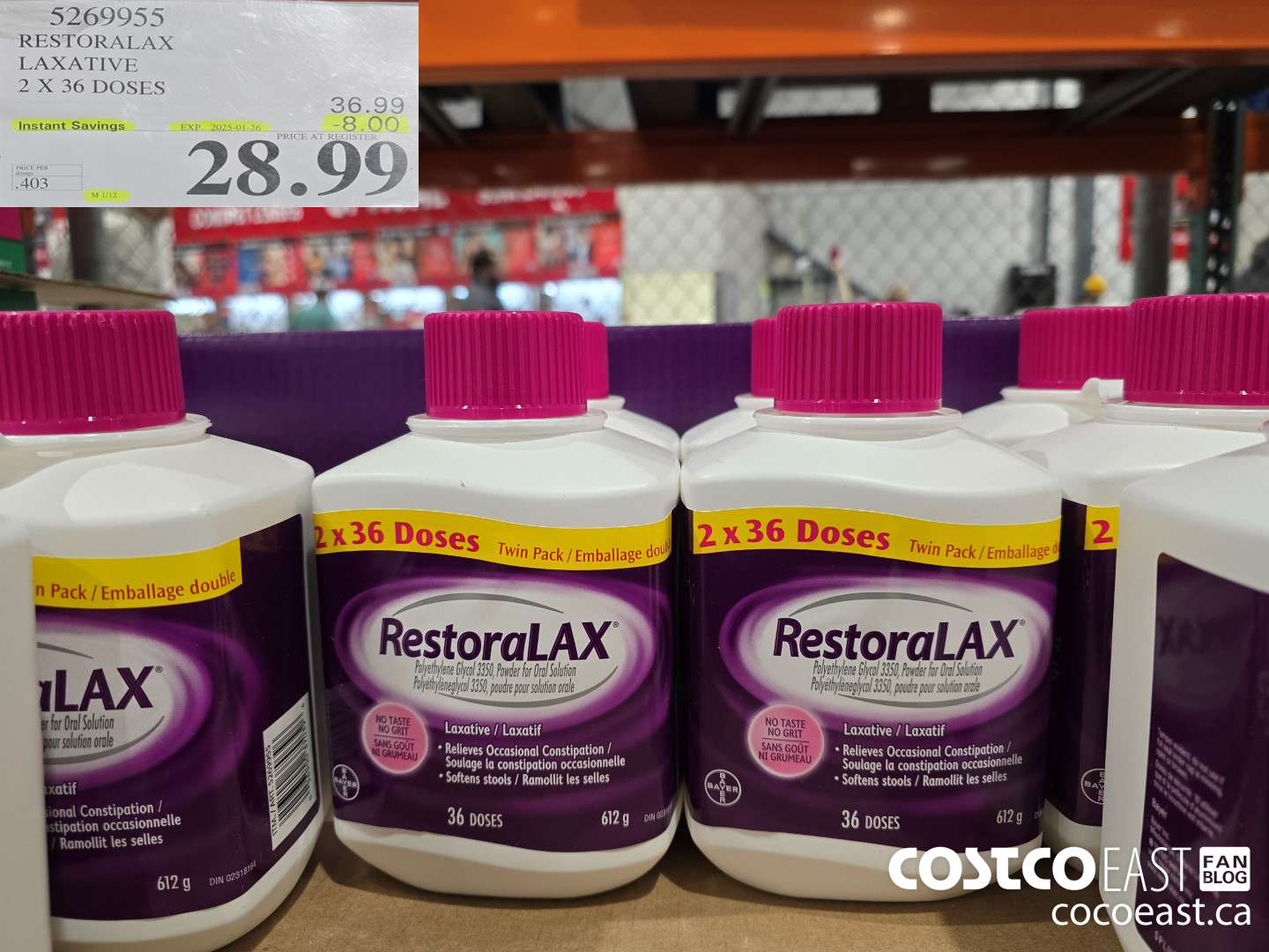 5209955 RESTORALAX LAXATIVE 2 X 36 DOSES ($8.00 INSTANT SAVINGS EXPIRES ON 2025-01-26) $28.99