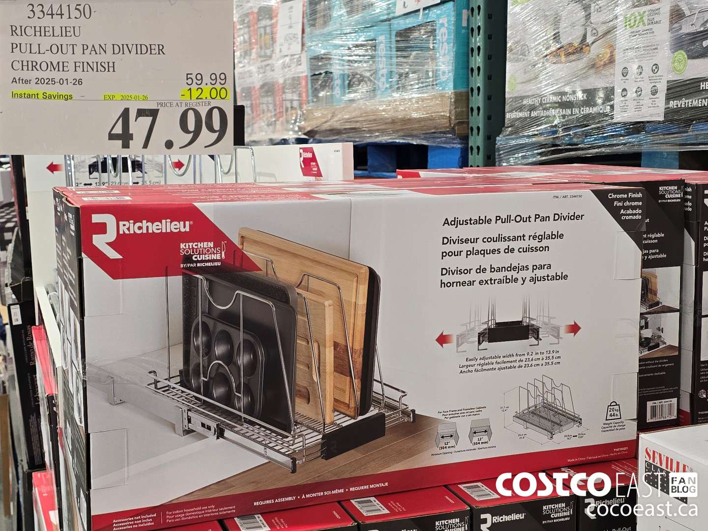 3344150 RICHELIEU PULL-OUT PAN DIVIDER CHROME FINISH ($12.00 INSTANT SAVINGS EXPIRES ON 2025-01-26) $47.99