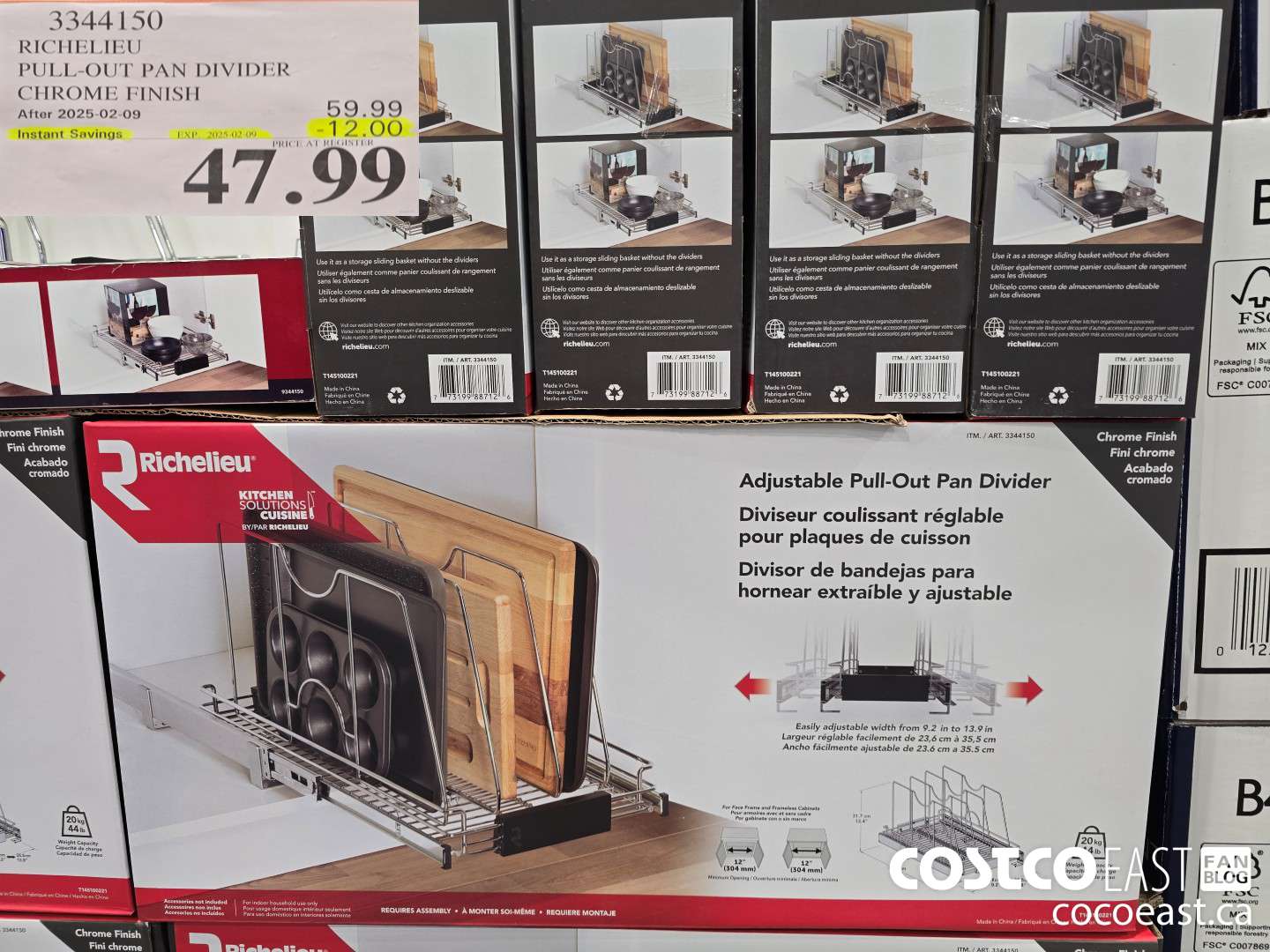 3344150 RICHELIEU PULL-OUT PAN DIVIDER CHROME FINISH ($12.00 INSTANT SAVINGS EXPIRES ON 2025-02-09) $47.99