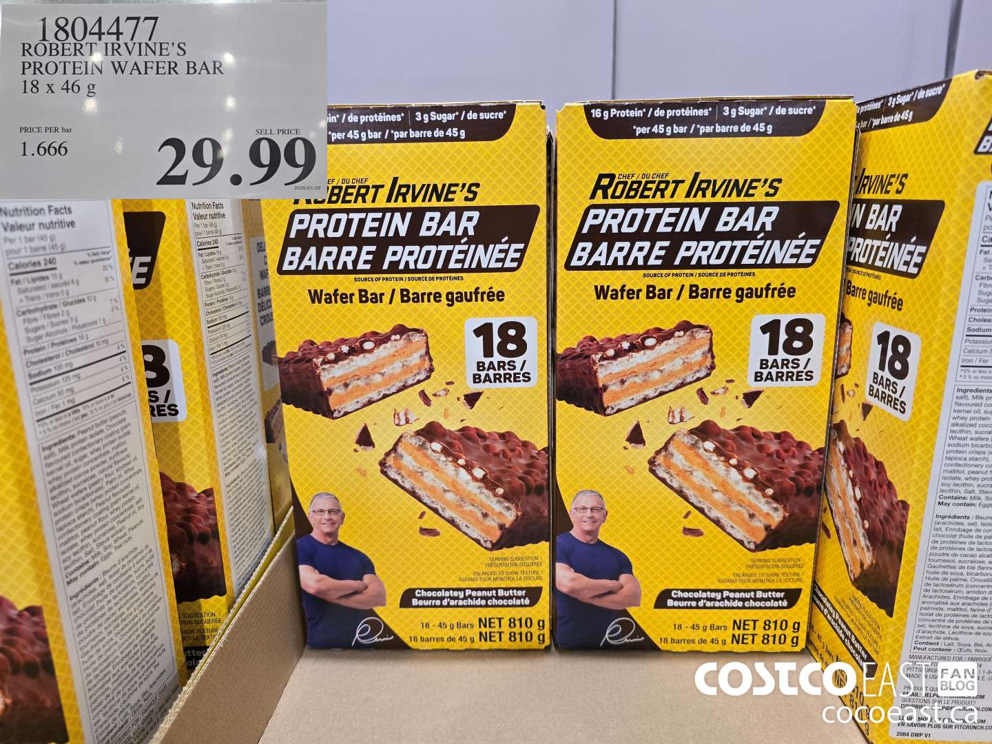 1804477 ROBERT IRVINE'S PROTEIN WAFER BAR 18 x 46 G $29.99