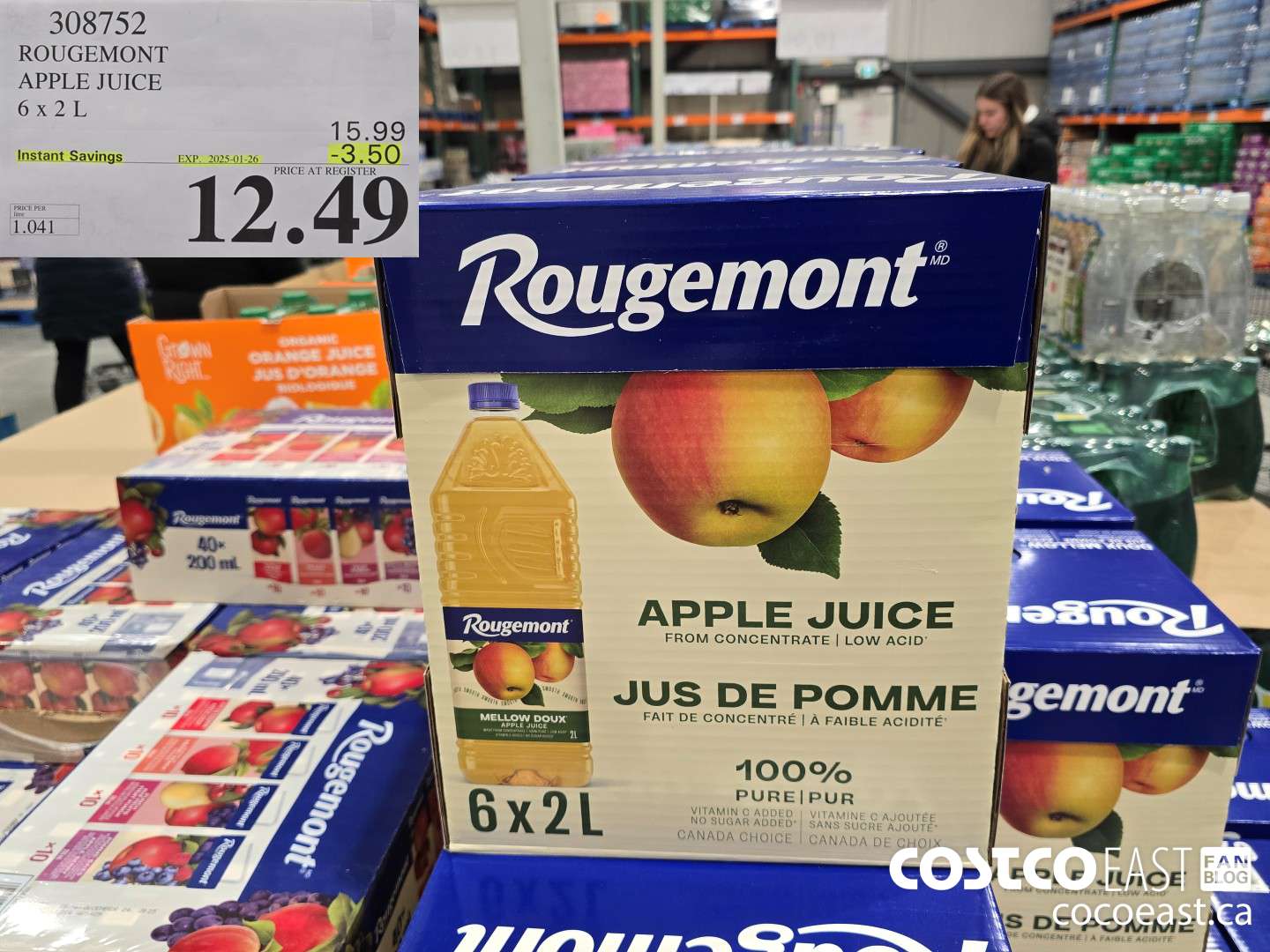 308752 ROUGEMONT APPLE JUICE 6 X 2 L ($3.50 INSTANT SAVINGS EXPIRES ON 2025-01-26) $12.49