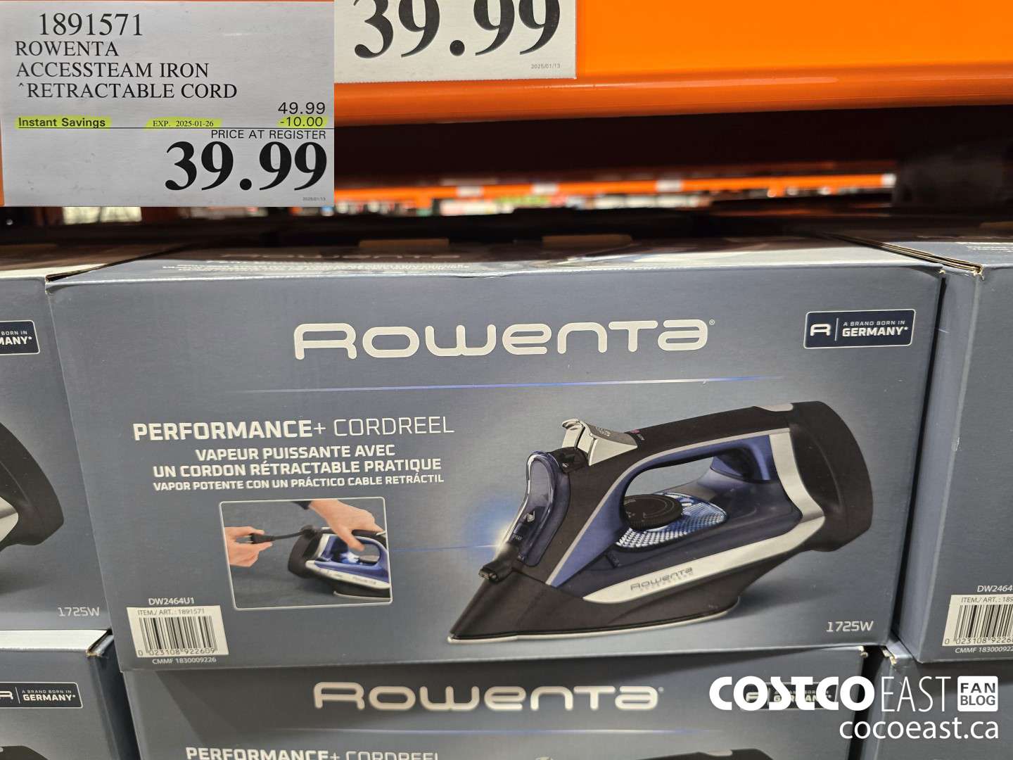 1891571 ROWENTA ACCESSTEAM IRON RETRACTABLE CORD ($10.00 INSTANT SAVINGS EXPIRES ON 2025-01-26) $39.99