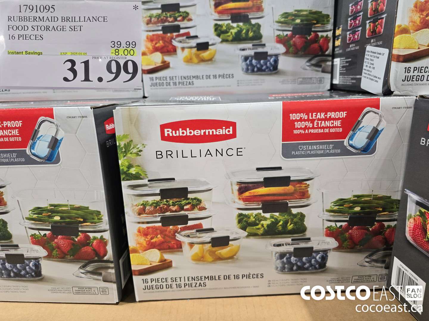 1791095 RUBBERMAID BRILLIANCE FOOD STORAGE SET 16 PIECES ($8.00 INSTANT SAVINGS EXPIRES ON 2025-01-05) $31.99