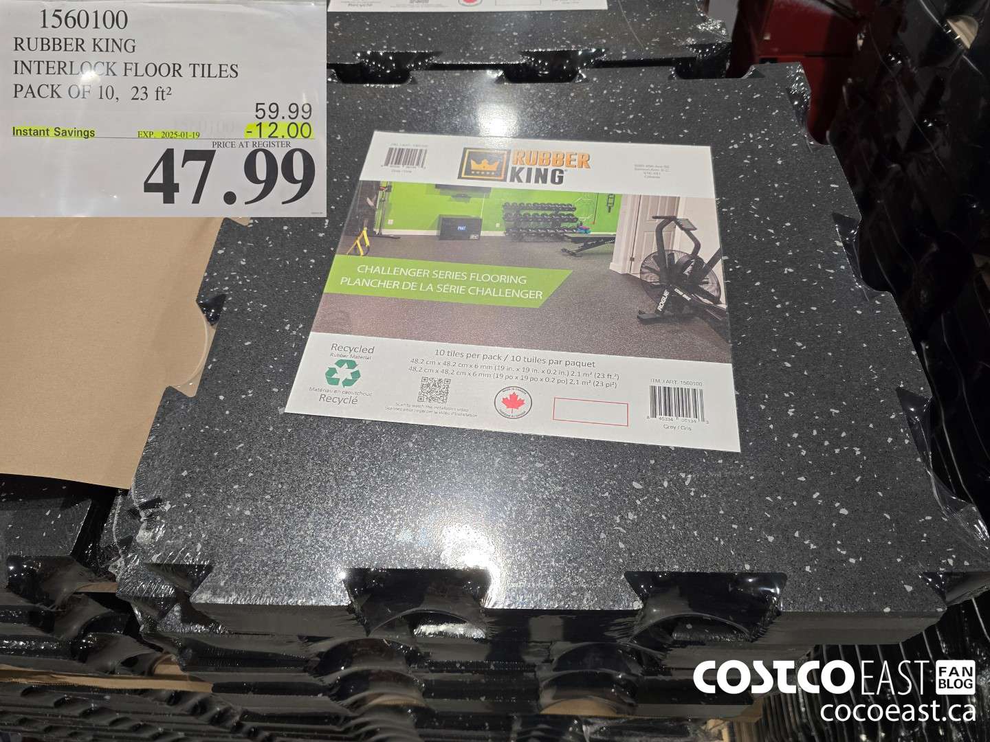 1560100 RUBBER KING INTERLOCK FLOOR TILES PACK OF 10, 23 ft2 ($12.00 INSTANT SAVINGS EXPIRES ON 2025-01-19) $47.99