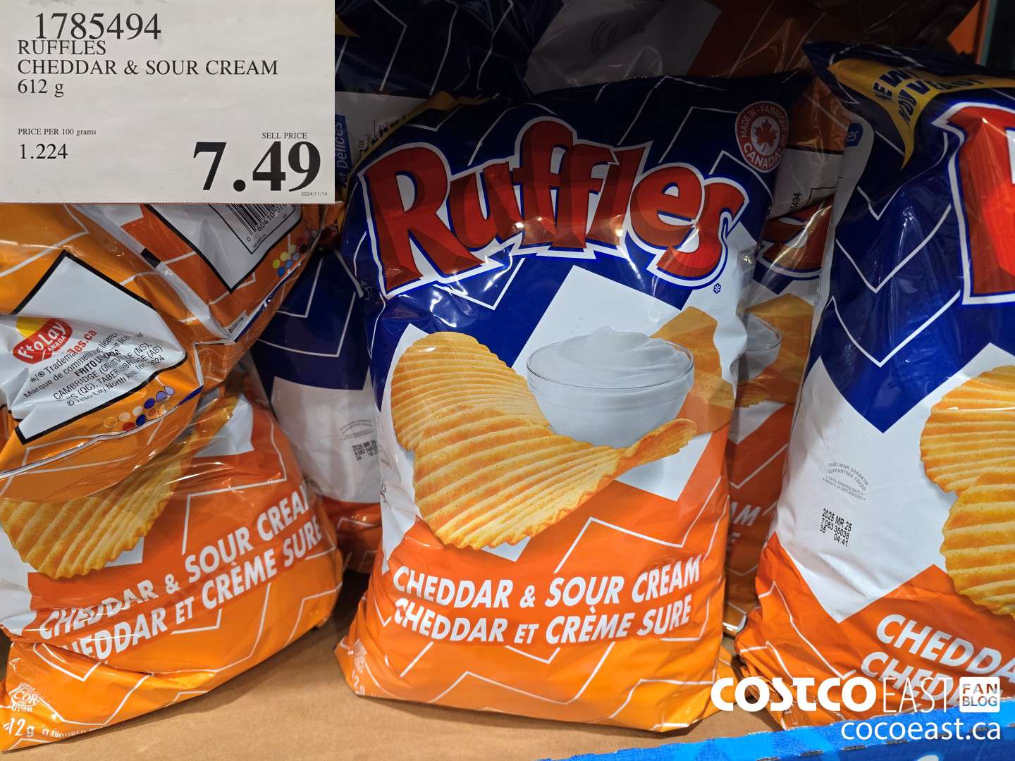 1785494 RUFFLES CHEDDAR & SOUR CREAM 612 g $7.49