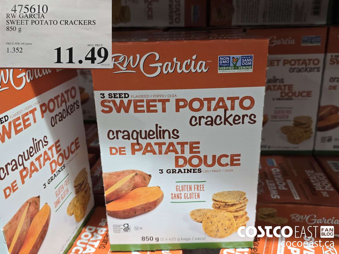 475610 RW GARCIA SWEET POTATO CRACKERS 850 G $11.49