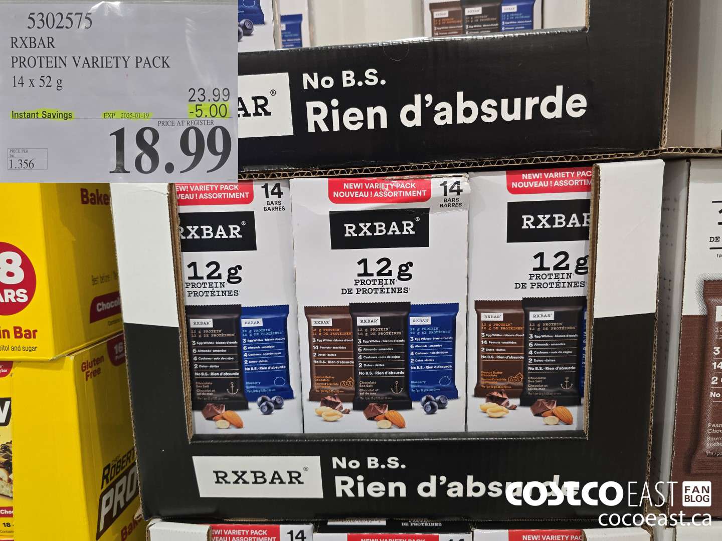 5302575 RXBAR PROTEIN VARIETY PACK 14 x 52 G ($5.00 INSTANT SAVINGS EXPIRES ON 2025-01-19) $18.99
