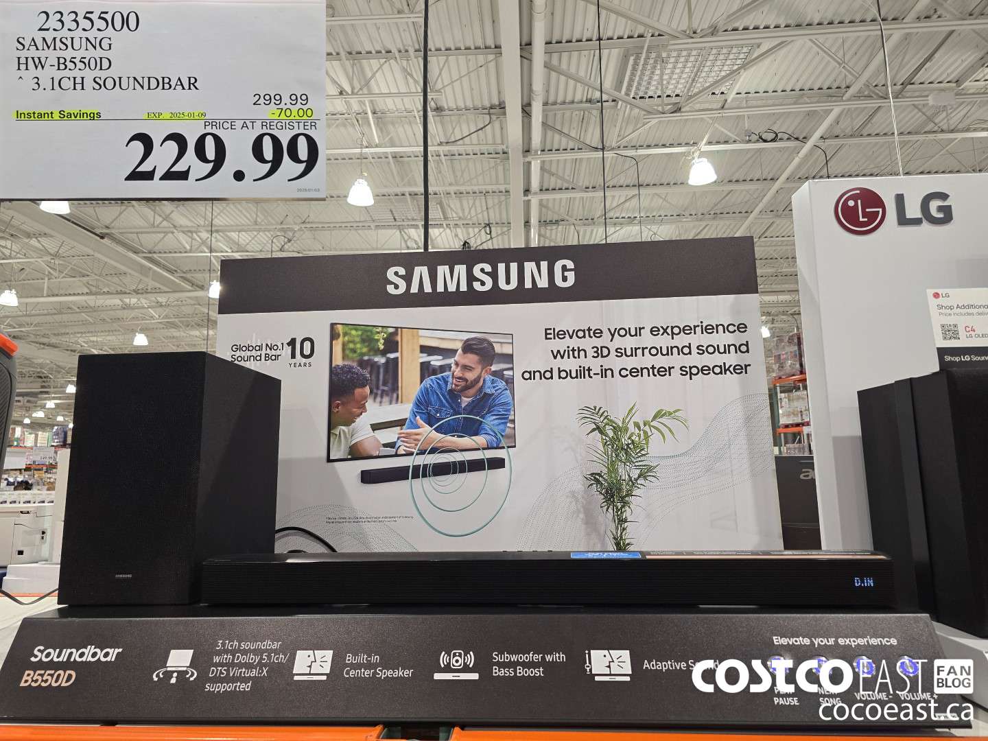 2335500 SAMSUNG HW-B550D SOUNDBAR 3.1 CH ($70.00 INSTANT SAVINGS EXPIRES ON 2025-01-09) $229.99