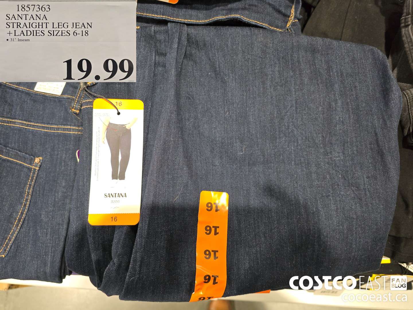 1857363 SANTANA STRAIGHT LEG JEAN +LADIES SIZES 6-18 $19.99