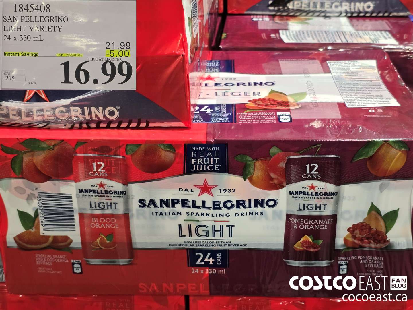 1845408 SAN PELLEGRINO LIGHT VARIETY 24 x 330 mL ($5.00 INSTANT SAVINGS EXPIRES ON 2025-01-19) $16.99
