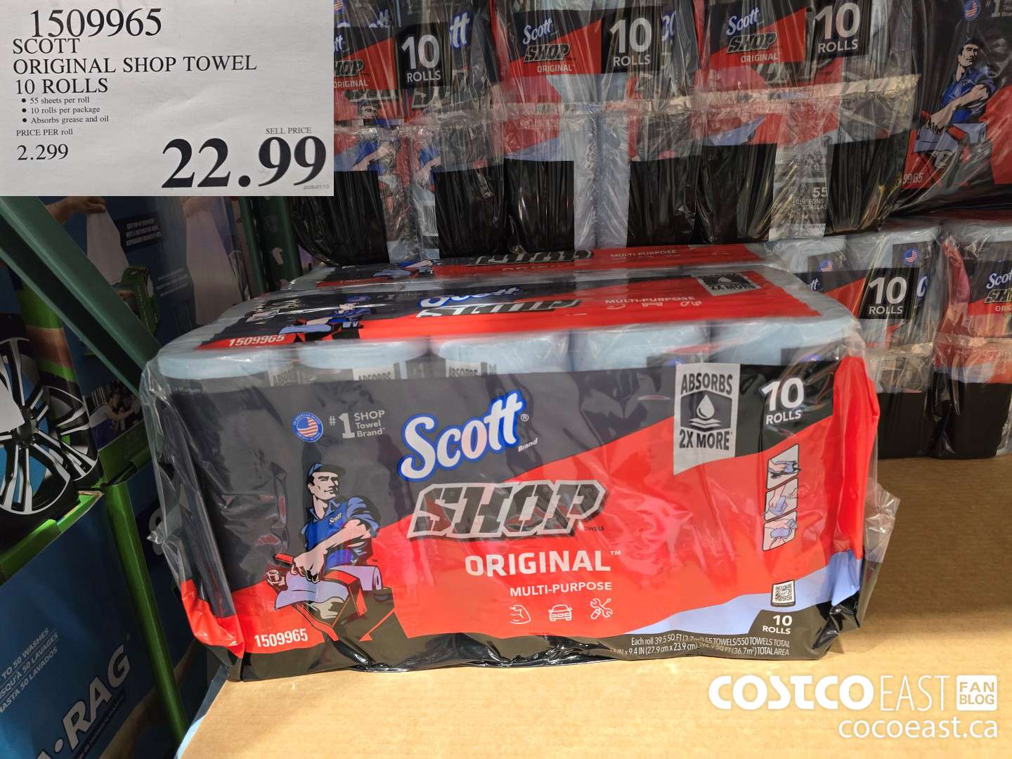 1509965 SCOTT ORIGINAL SHOP TOWEL 10 ROLLS $22.99