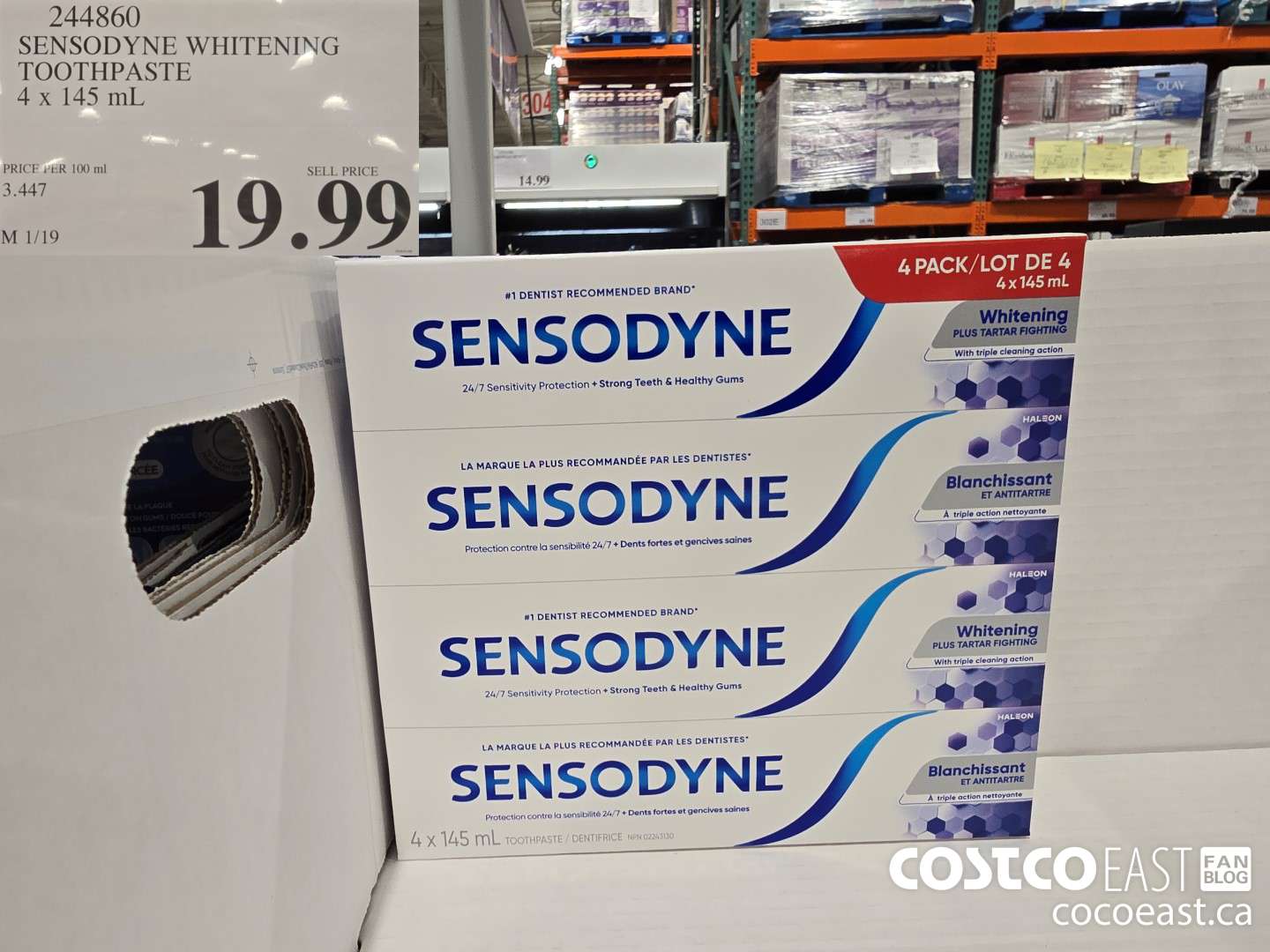 244860 SENSODYNE WHITENING TOOTHPASTE 4 X 145 ML $19.99