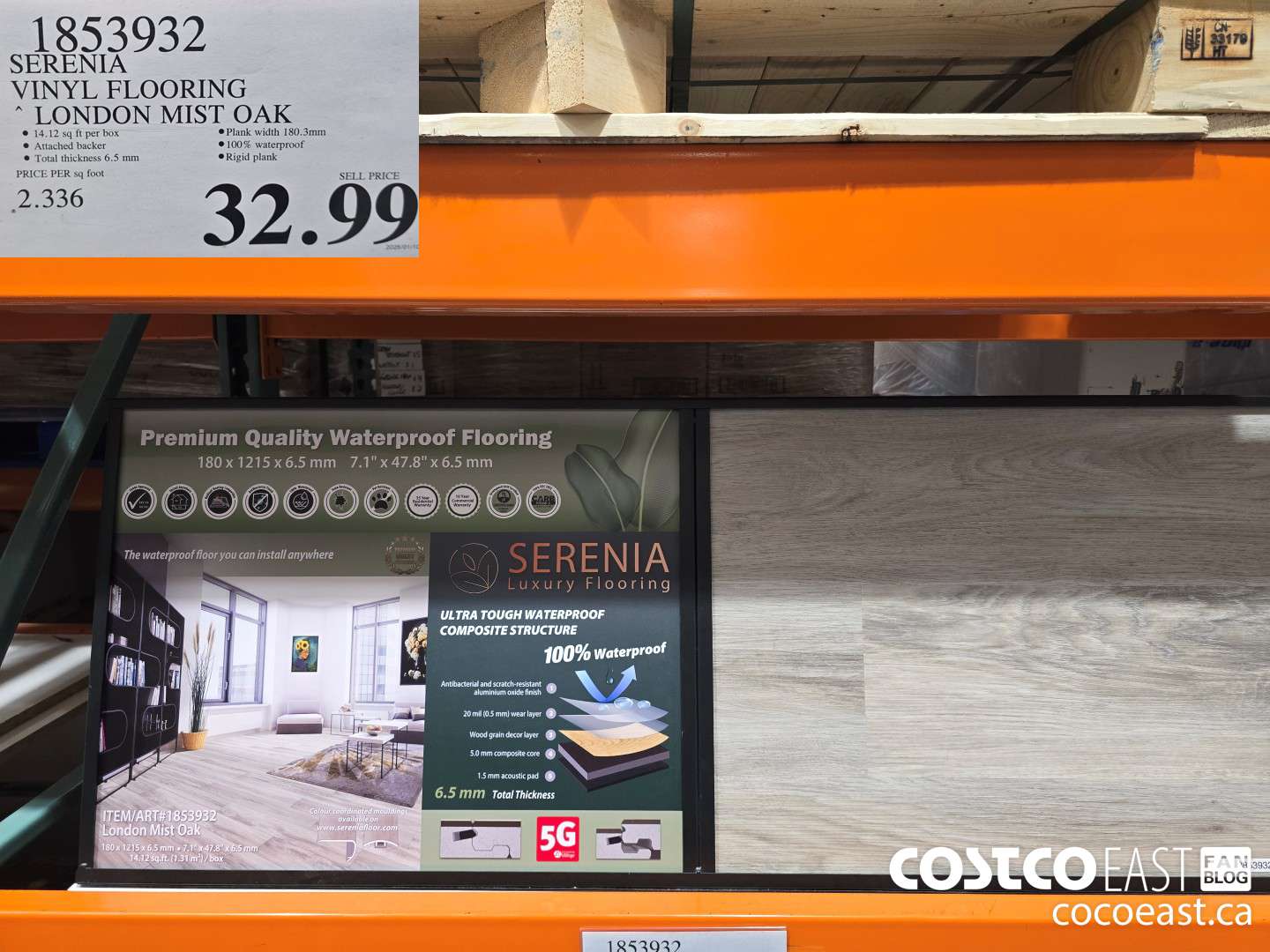 1853932 SERENIA VINYL FLOORING LONDON MIST OAK $32.99