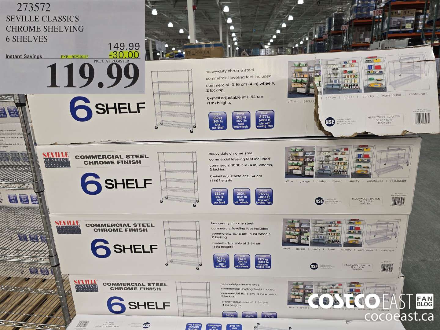 273572 SEVILLE CLASSICS CHROME SHELVING 6 SHELVES ($30.00 INSTANT SAVINGS EXPIRES ON 2025-02-16) $119.99