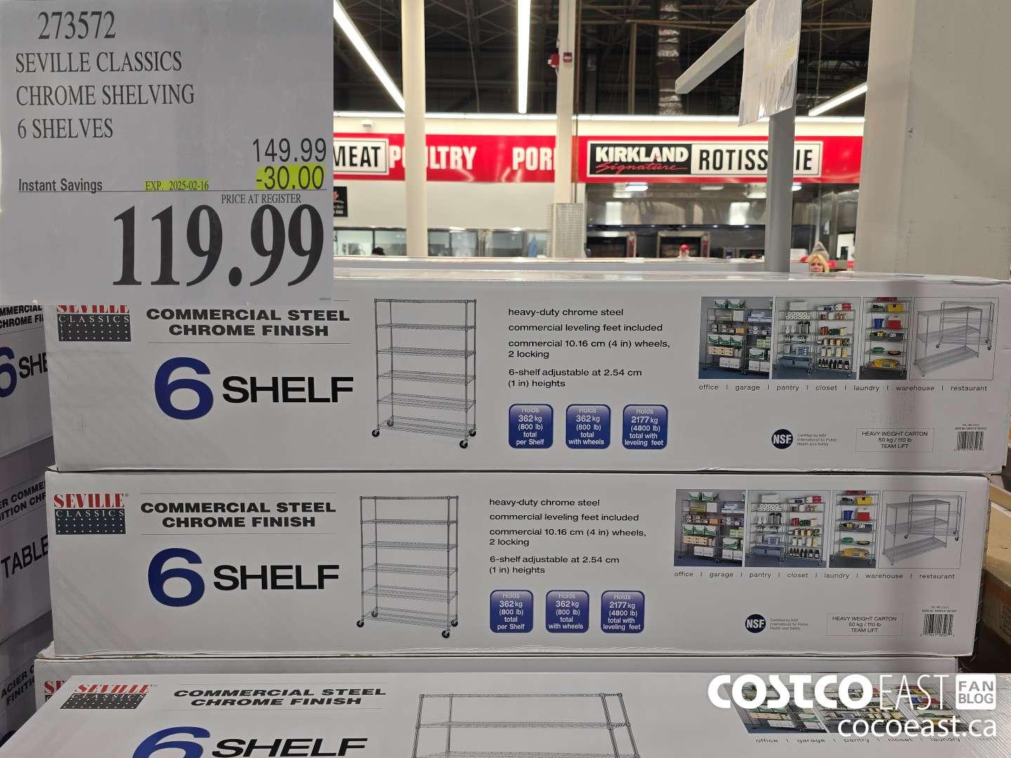 273572 SEVILLE CLASSICS CHROME SHELVING 6 SHELVES ($30.00 INSTANT SAVINGS EXPIRES ON 2025-02-16) $119.99